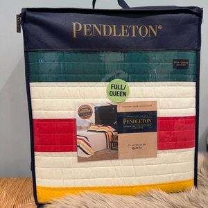 NWT Pendleton Glacier Park 3-Pc Quilt Set Full/Queen 100% cotton classic stripe